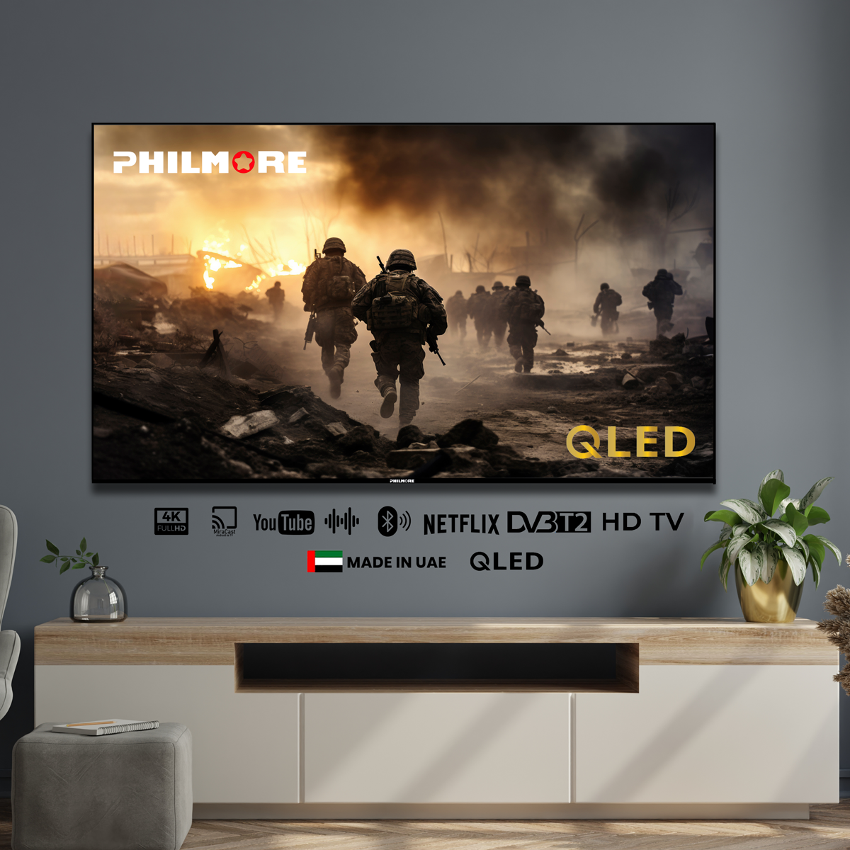 مواصفات تلفزيون QLED - 43&quot; T2 + Android 14 + Bluetooth